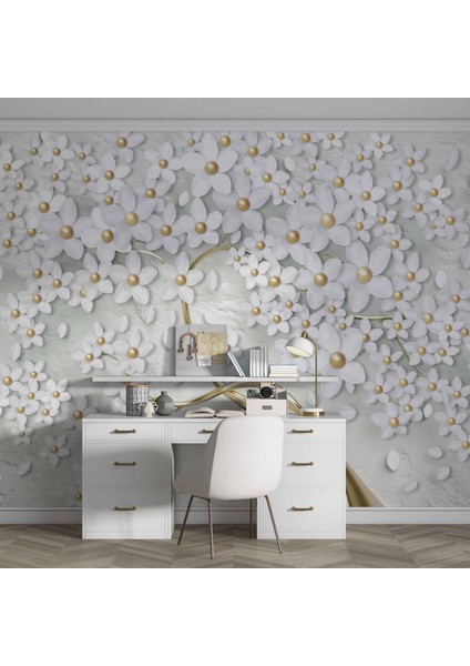 3 Boyutlu Beyaz Papatya Duvar Kağıdı fırsatları
