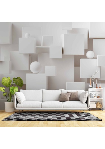 3 Boyutlu Kare Şeklinde Duvar Kağıdı Baskı