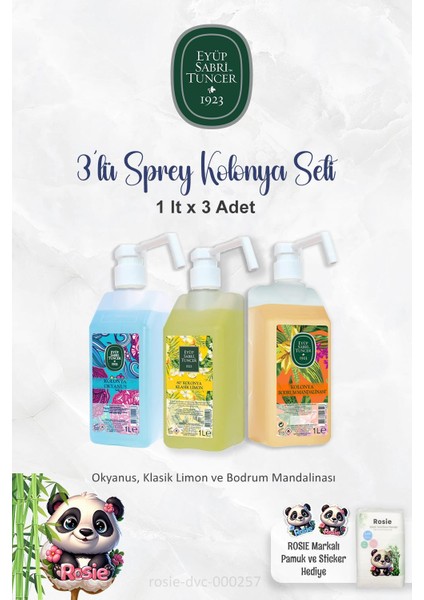 1 Litrelik Sprey Kolonya Bodrum Mandalinası, Okyanus,Limon Ve Rosıe