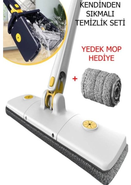 Çok Amaçlı Kendinden Sıkmalı Mikrofiber Bezli Paspas Yedek Bez Hediyeli