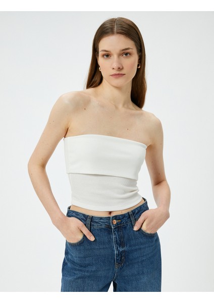 Straplez Üst Kat Detaylı Ribanalı Slim Fit