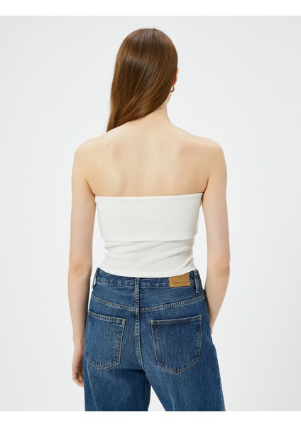 Straplez Üst Kat Detaylı Ribanalı Slim Fit