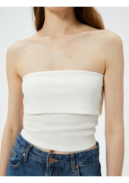 Straplez Üst Kat Detaylı Ribanalı Slim Fit