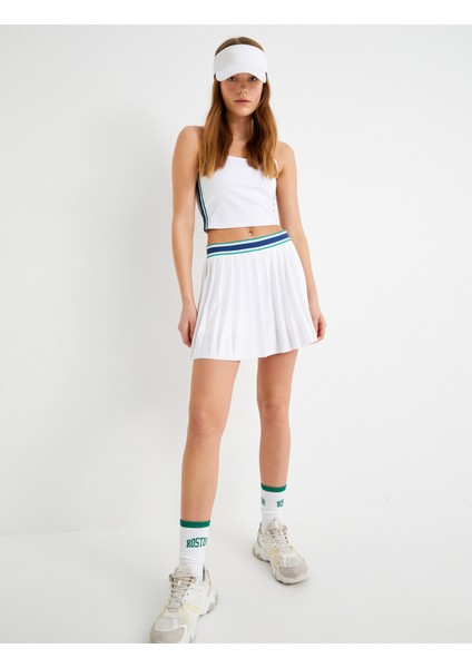 Tenis Eteği Şortlu Pileli Beli Kontrast Detaylı Lastikli Mini Boy fiyatları