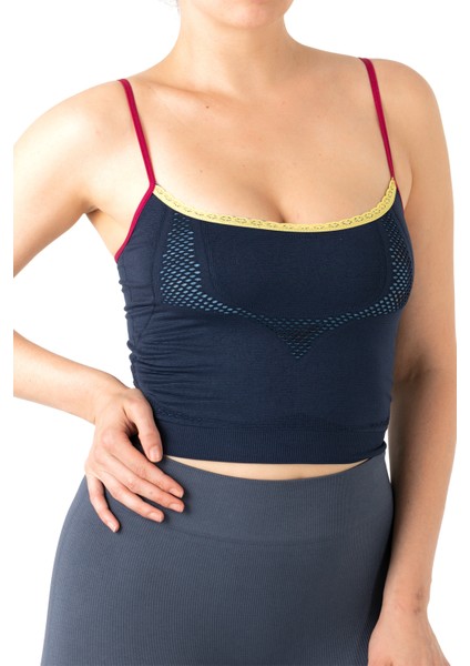 Seamless Dantel Detaylı Navy Blue Büstiyer