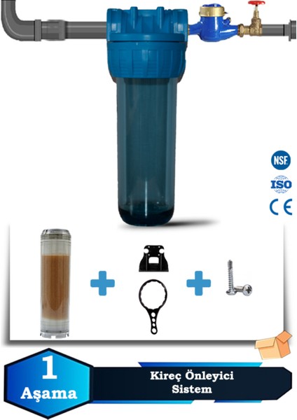 Atlantis Daire Bina Girişi 10 Inch 1 Aşama Su Arıtma Yumuşatma Cihazı(Kireç Önleyici Yumuşatma Set)