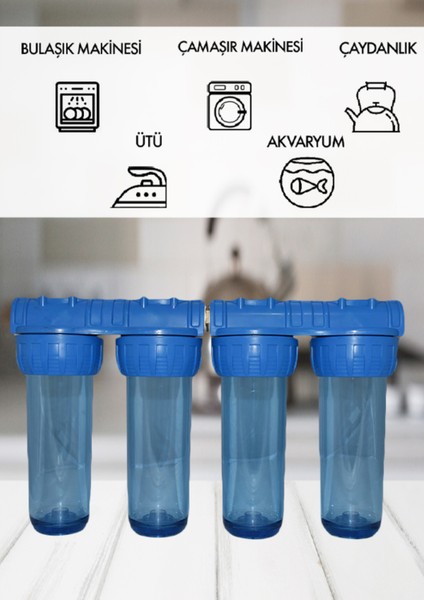 Atlantis Daire Bina Girişi 10 Inch 4 Aşama Su Arıtma Yumuşatma Cihazı(Ağır Kireç Önleyici Sistemi) fiyatları