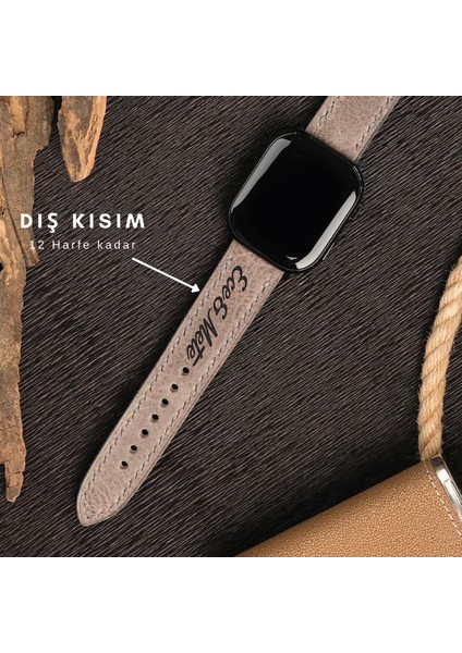 Apple Watch Hakiki Deri Kordon 38MM 40MM 41MM Seri 3 4 5 6 7 Se 8 9 Uyumlu Hakiki Deri Kayış Gri modelleri