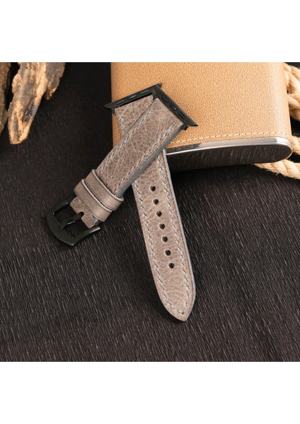 Apple Watch Hakiki Deri Kordon 38MM 40MM 41MM Seri 3 4 5 6 7 Se 8 9 Uyumlu Hakiki Deri Kayış Gri