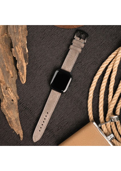 Apple Watch Hakiki Deri Kordon 38MM 40MM 41MM Seri 3 4 5 6 7 Se 8 9 Uyumlu Hakiki Deri Kayış Gri