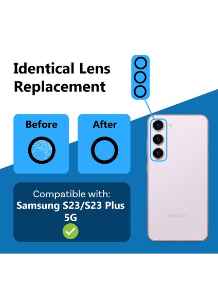 Samsung Galaxy S23 Arka Kamera Camı Lens Yapışkanlı