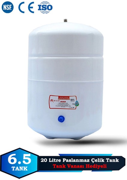 Su Arıtma Cihazı Metal Genleşme Su Tankı 20 Lt Nsf Belgeli Su Arıtma Deposu Tank Vanası