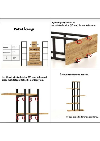 Dekoratif 5 Raflı Metal Çiçeklik Saksı Standı Saksılık Füme 1350