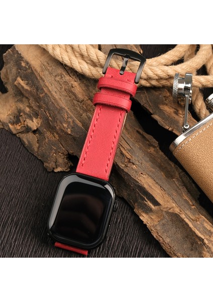 Apple Watch 38MM 40MM 41MM Seri 3 4 5 6 7 Se 8 9 Uyumlu Siyah Hakiki Deri Kayış