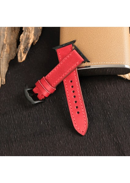 Apple Watch 38MM 40MM 41MM Seri 3 4 5 6 7 Se 8 9 Uyumlu Siyah Hakiki Deri Kayış