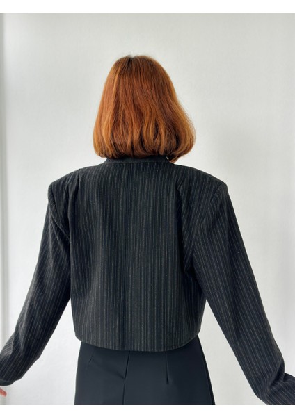 Omuzları Vatkalı Bomber Kısa Ceket Kadın Antrasit fırsatları