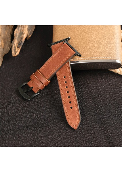 Apple Watch Uyumlu Deri Kordon 38MM 40MM 41MM Seri 3 4 5 6 7 Se 8 9 Uyumlu Hakiki Deri Kayış Kahverengi