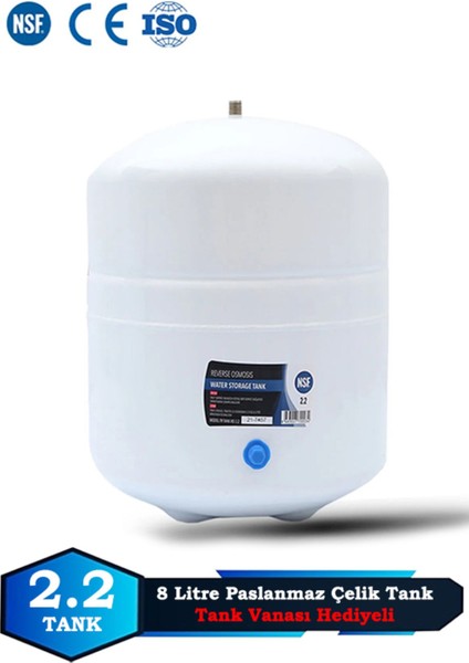 Su Arıtma Cihazı Metal Genleşme Su Tankı 8 Lt Nsf Belgeli Su Arıtma Deposu Tank Vanası