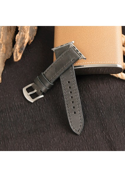 Apple Watch Uyumlu Siyah Deri Kordon 38MM 40MM 41MM Seri 3 4 5 6 7 Se 8 9 Uyumlu Siyah Hakiki Deri Kayış