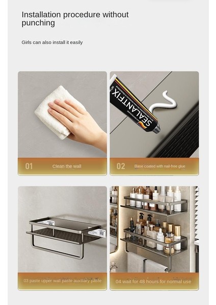 Delme Yok Duvara Monte Banyo Rafı (Yurt Dışından)