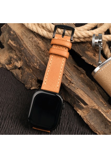 Apple Watch Kordon 38MM 40MM 41MM Seri 3 4 5 6 7 Se 8 9 Uyumlu Hakiki Deri Kayış Taba