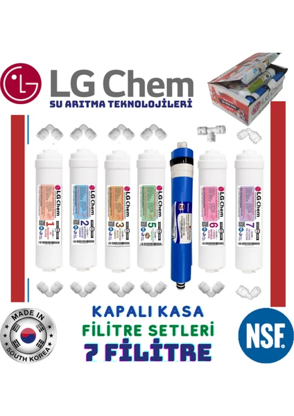 Lg Chem 7 Filitre 14 Aşama Gümüş Iyonlu Mineralli Alkalili Kapalı Kasa Su Arıtma Cihazı Filitre Seti