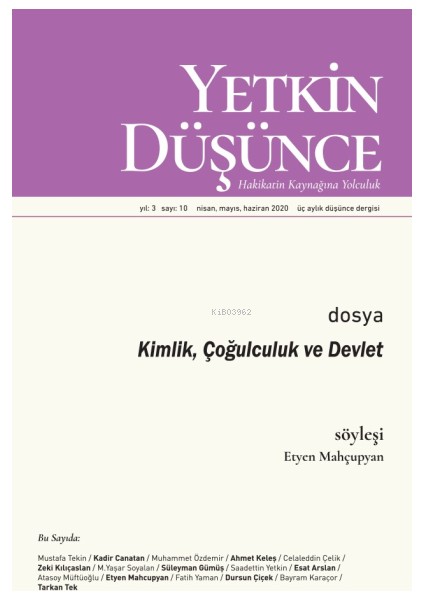 Yetkin Düşünce 10. Sayı - 2020