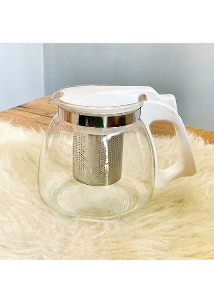 900 ml Çelik Süzgeçli Cam Demlik Çay Kahve Bitki Çayı Demliği