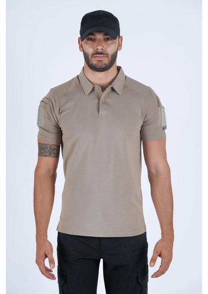 Tactical Tshirt Kısa Kol Bej Polo Yaka Combat Tactical 802