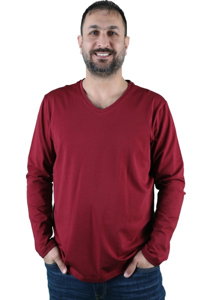 Erkek Süprem V Yaka Uzun Kollu Tişört