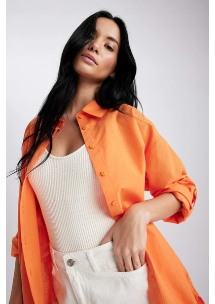 Fall in Love Regular Fit Pamuklu Plaj Gömleği W8241AZ23SP