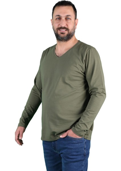 Erkek Süprem V Yaka Uzun Kollu Tişört