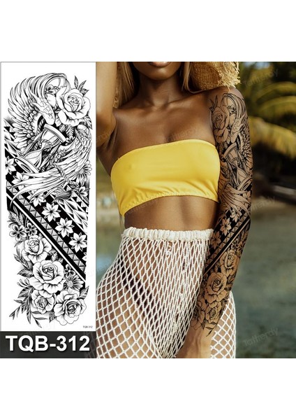Gerçekci Geçici Gül Çiçek Kanat Maori Desen Kol Kaplama Tattoo Dövme Modelleri fiyatları