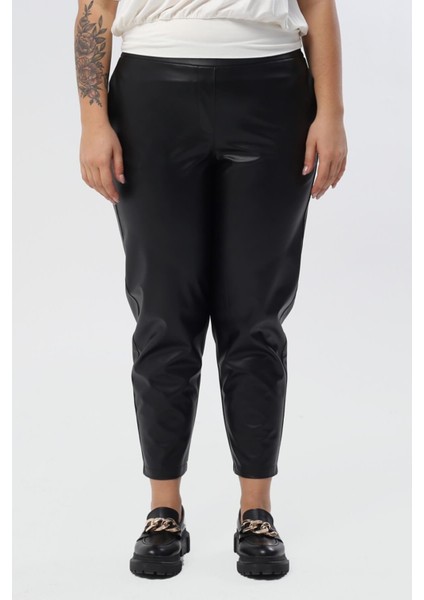 Suni Deri Beli Lastikli Cepli Pantolon modelleri