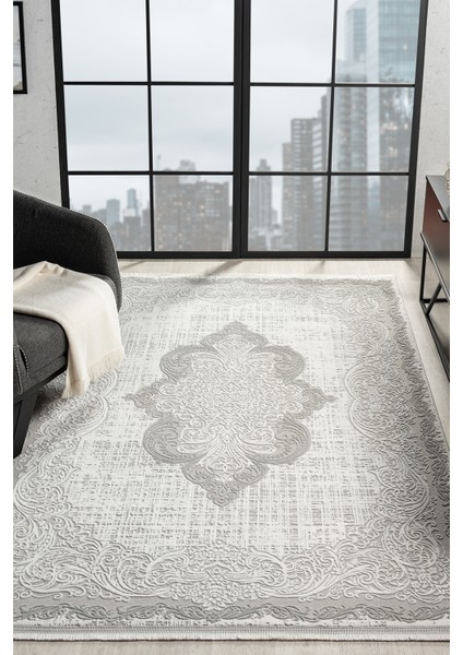 Sirius Collectıon Gri Luxury Modern Saçaklı Yumuşak Dokuma Makine Halısı Salon Oturma Odası Mutfak