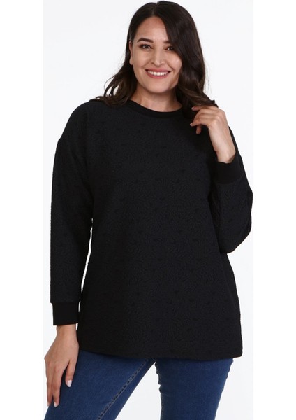 Jakarlı Bisiklet Yaka Sweatshirt