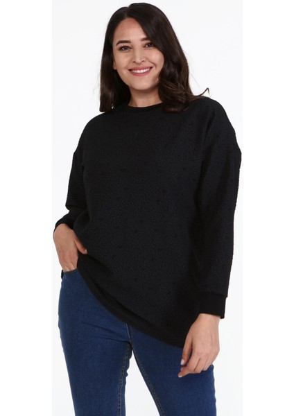 Jakarlı Bisiklet Yaka Sweatshirt