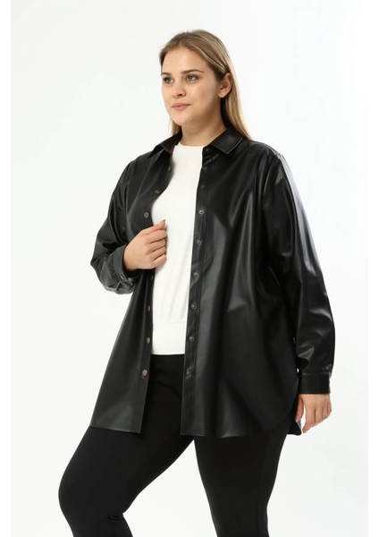 Suni Deri Kuşaklı Gömlek Ceket