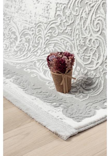 Sirius Collectıon Gri Luxury Modern Saçaklı Yumuşak Dokuma Makine Halısı Salon Oturma Odası Mutfak