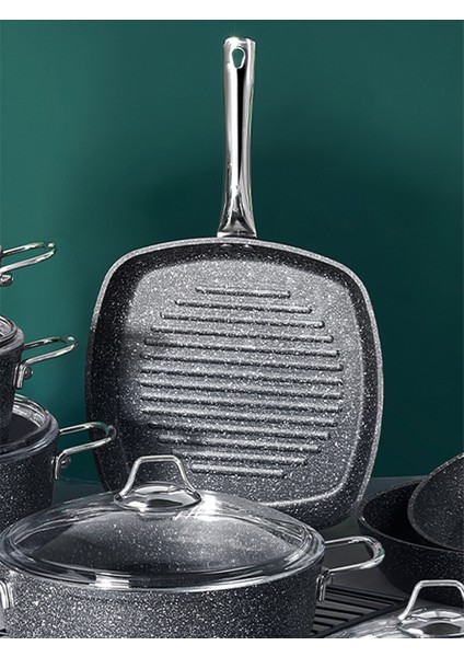 Black Line Kare Kapaksız Granit Tava 28 Cm