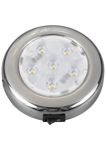 Krom Düğmeli Tavan Lambası 6 Ledli 12V Gün Işığı 10 cm