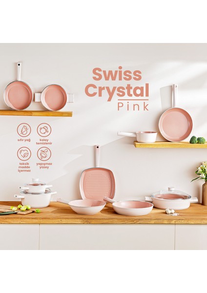 Swiss Crystal Pembe Karnıyarık Tenceresi 30 cm