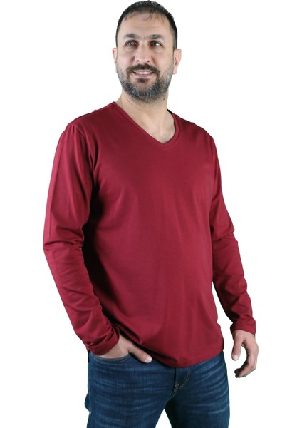 Erkek Süprem V Yaka Uzun Kollu Tişört