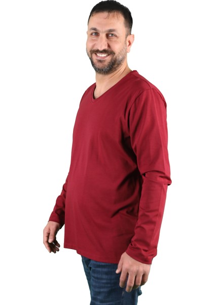 Erkek Süprem V Yaka Uzun Kollu Tişört modelleri