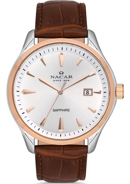 Kahverengi Safir Cam Deri Kordun Erkek Kol Saati NC31-291761-ESL2