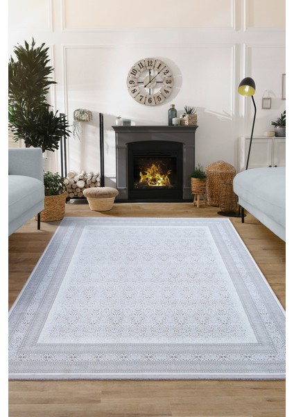 Koleksiyonu 5.8m² En 200cm Boy 290cm Akrilik + Polyester İplik Düz Saçaklı Bej Gri Renk Makine Halısı