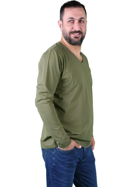 Erkek Süprem V Yaka Uzun Kollu Tişört