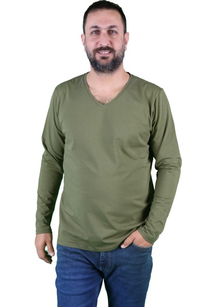 Erkek Süprem V Yaka Uzun Kollu Tişört fırsatları