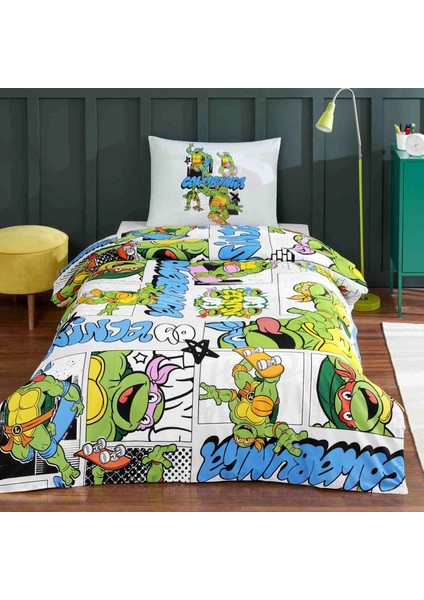 Lisanslı Ninja Turtles Four Tek Kişilik Pamuk Nevresim Takımı