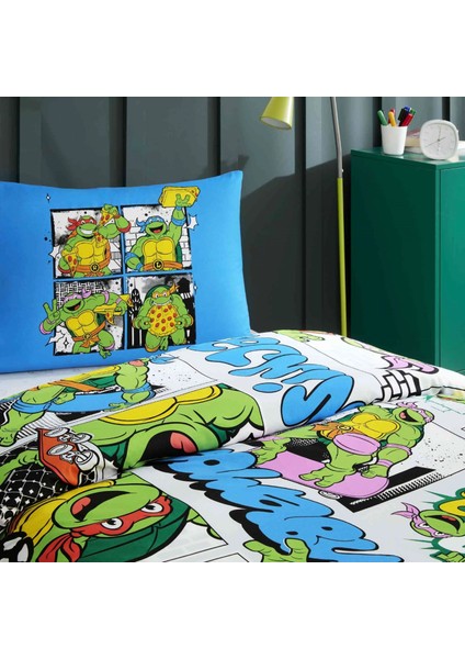 Lisanslı Ninja Turtles Four Tek Kişilik Pamuk Nevresim Takımı